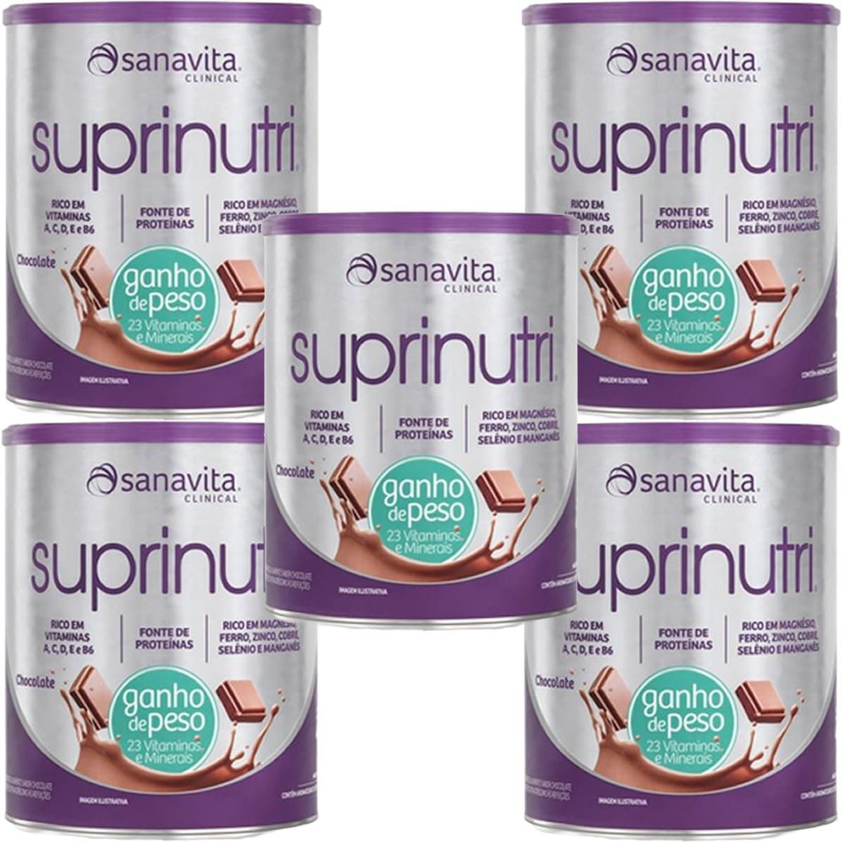 Kit 5X Suprinutri - 400g Chocolate - Sanavita