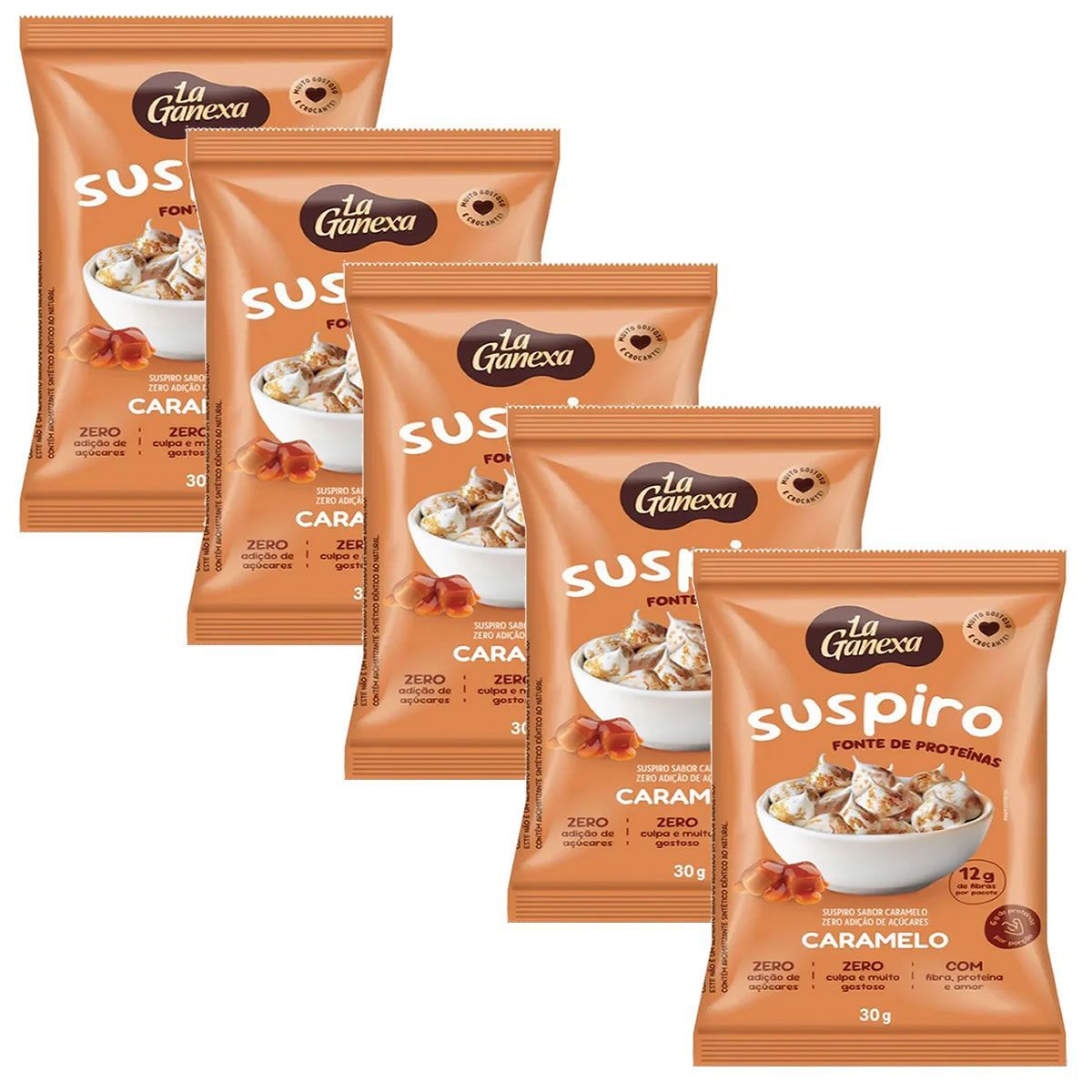 Kit 5X Suspiro Prote�co - 30g Caramelo - La Ganexa