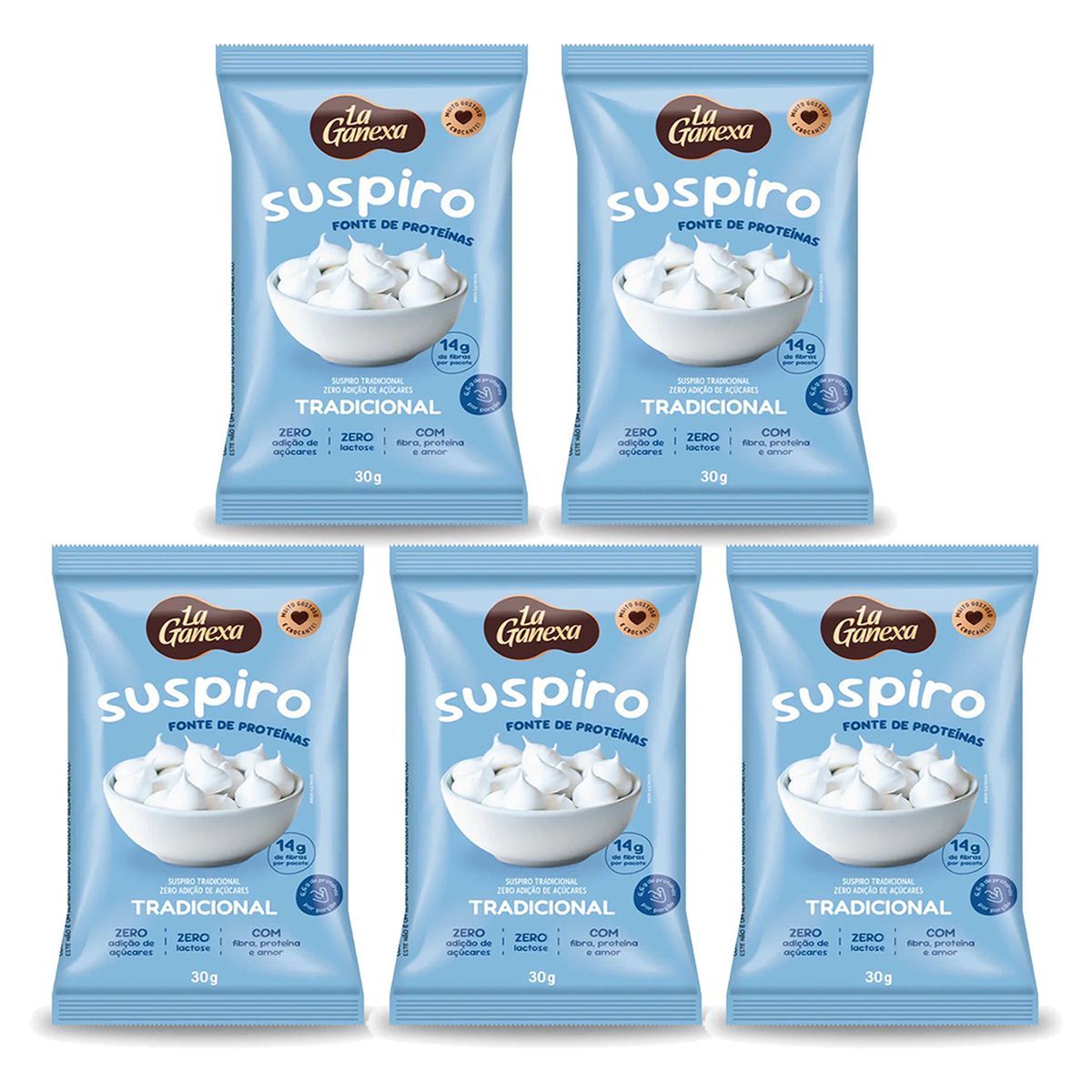 Kit 5X Suspiro Prote�co - 30g Tradicional - La Ganexa
