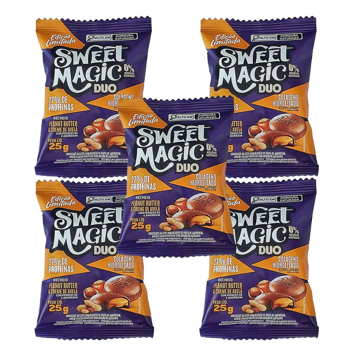 Kit 5X Sweet Magic Duo - 1 Unidade 25g Peanut Butter e Creme de Avel� - Canibal