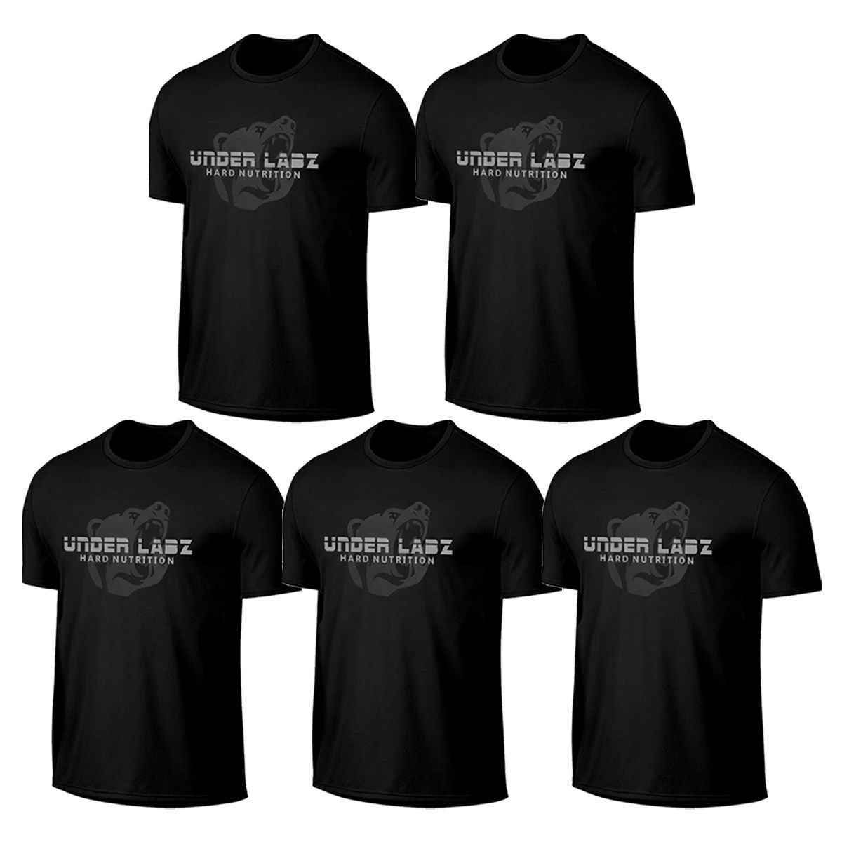 Kit 5X T-Shirt Under Labz Basic Poliamida - Preta  Tamanho M - Under Labz