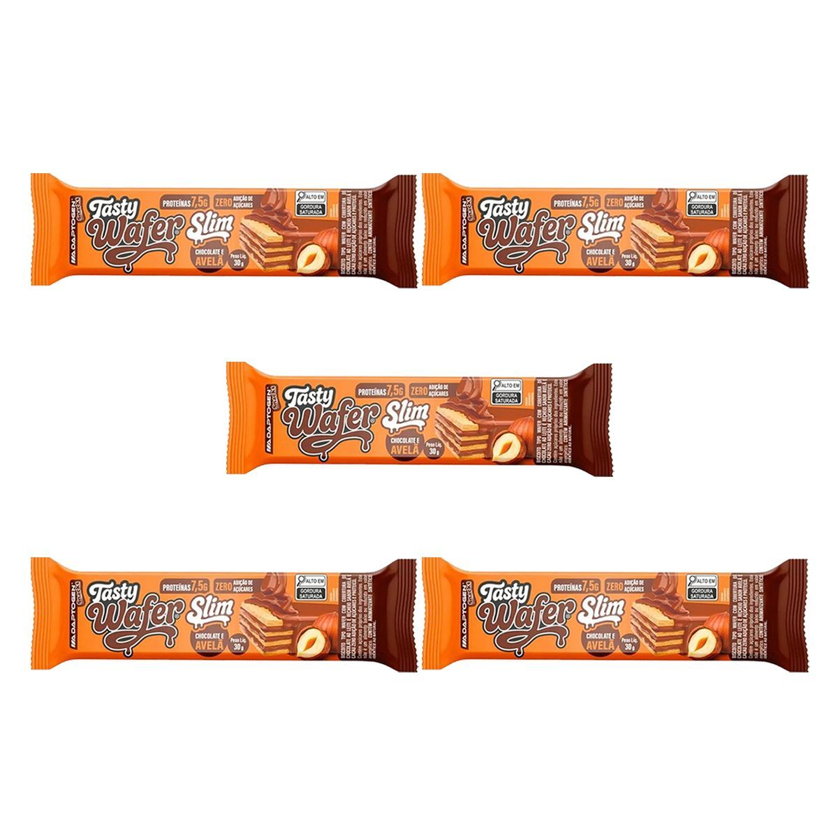 Kit 5X Tasty Wafer Slim - 1 Unidade 30g Chocolate Com Avel� - Adaptogen