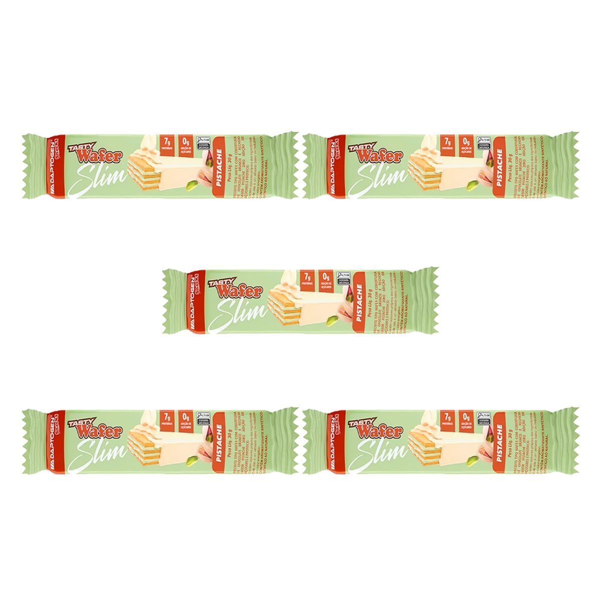 Kit 5X Tasty Wafer Slim - 1 Unidade 30g Pistache - Adaptogen