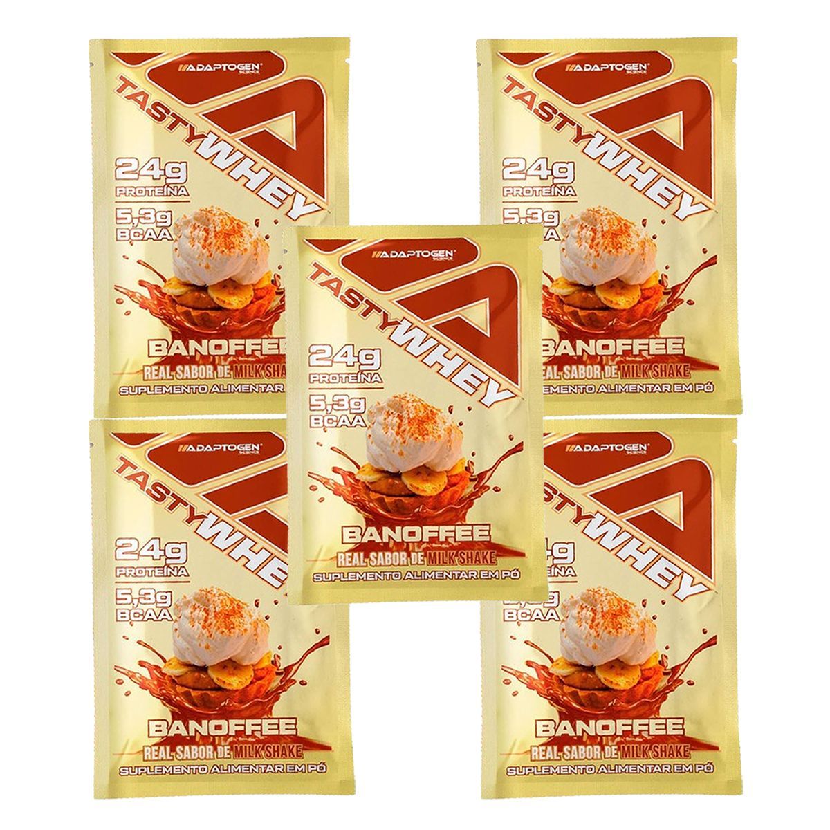 Kit 5X Tasty Whey 3W - 1 Sach� 32g Banoffee - Adaptogen