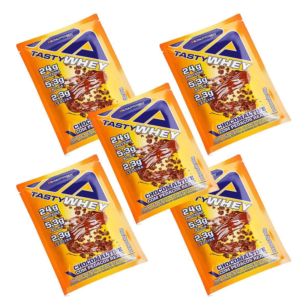 Kit 5X Tasty Whey 3W - 1 Sach� 34g Chocomaltine - Adaptogen
