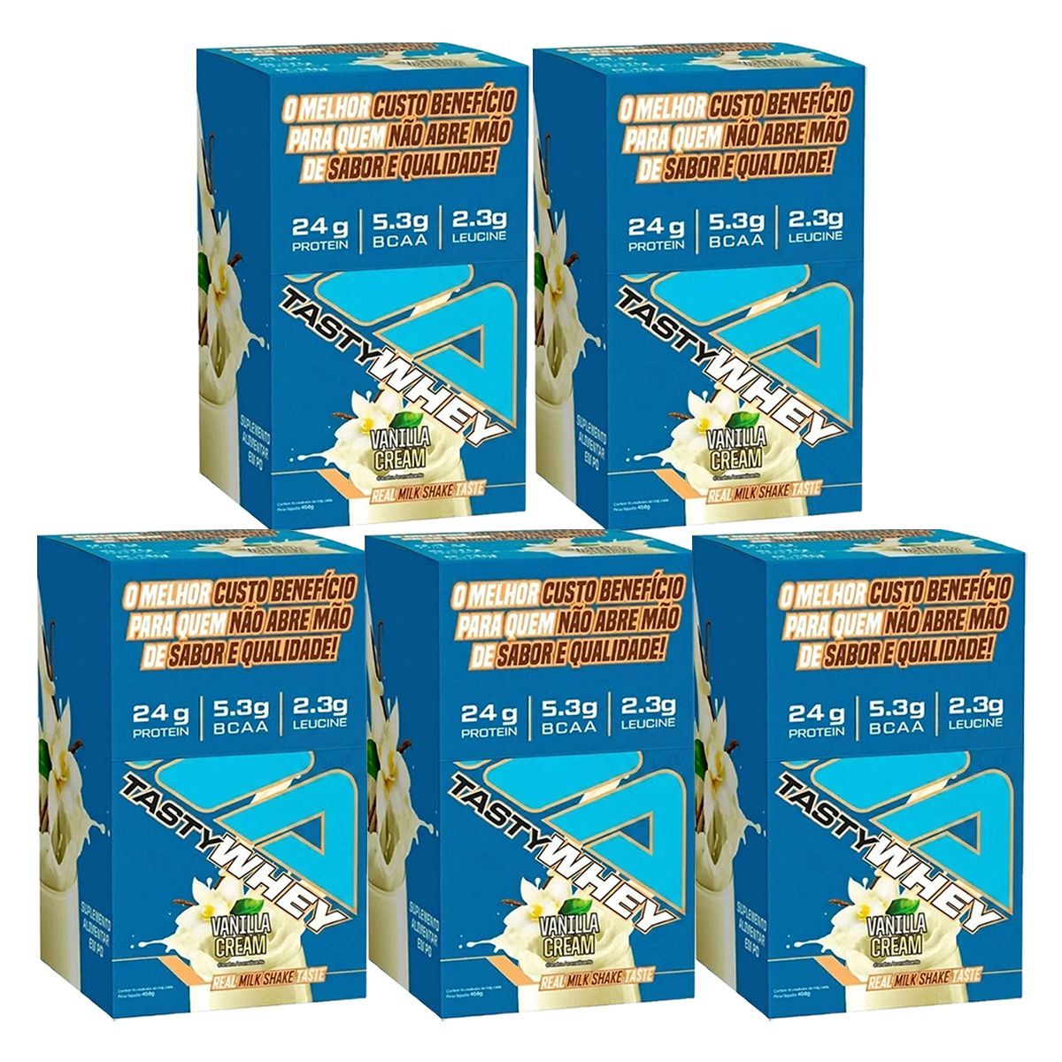 Kit 5X Tasty Whey 3W - 12 Sach�s 34g Vanilla Cream - Adaptogen