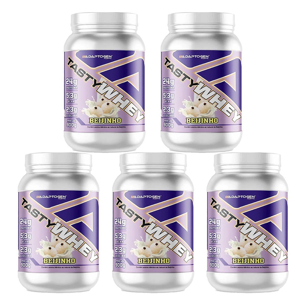 Kit 5X Tasty Whey 3W - 900g Beijinho - Adaptogen