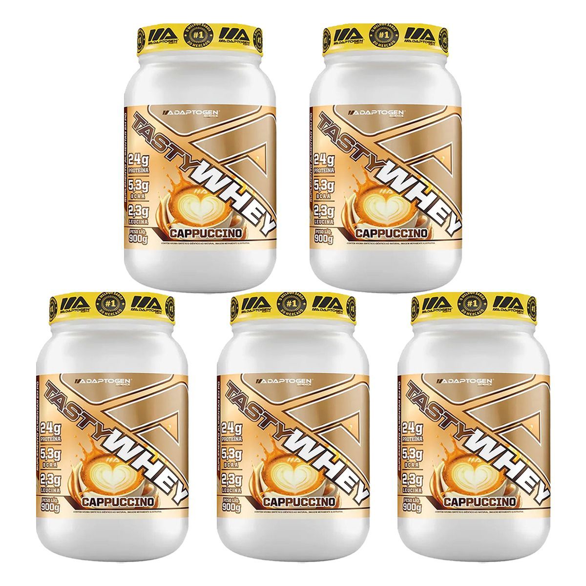 Kit 5X Tasty Whey 3W - 900g Cappuccino - Adaptogen