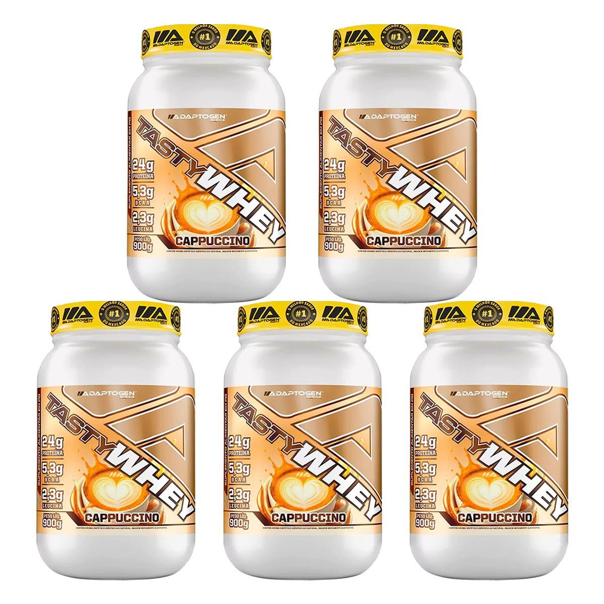 Kit 5X Tasty Whey 3W - 900g Cappuccino - Adaptogen