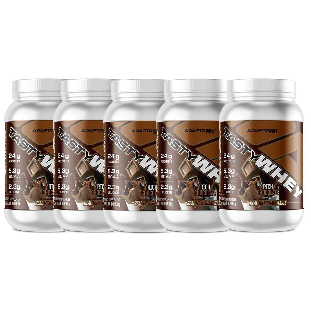 Kit 5X Tasty Whey 3W - 900g Chocolate Sui�o - Adaptogen