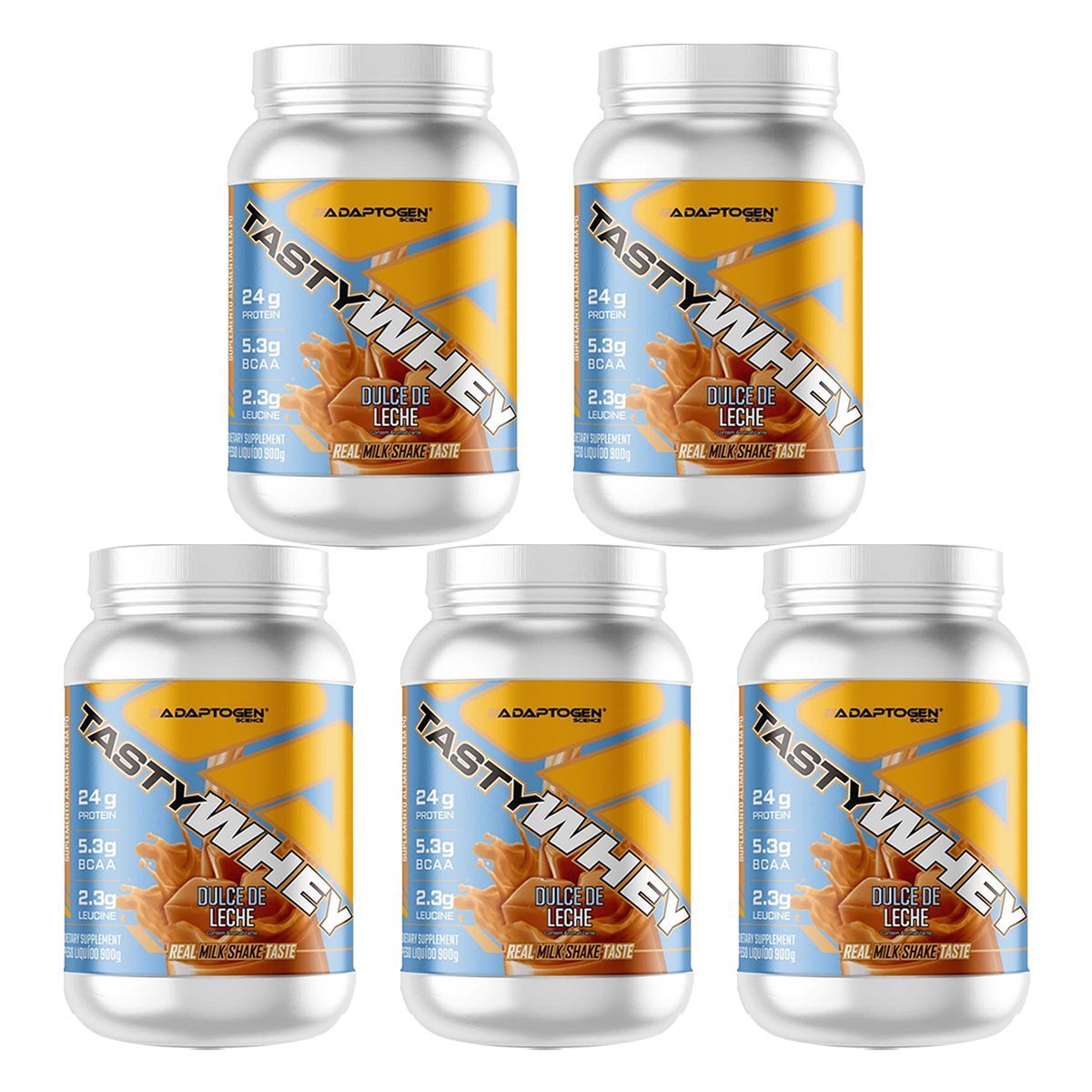 Kit 5X Tasty Whey 3W - 900g Dulce de Leche - Adaptogen