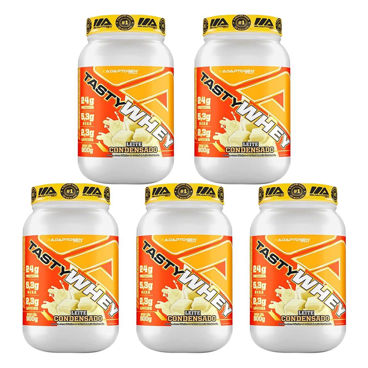 Kit 5X Tasty Whey 3W - 900g Leite Condesado - Adaptogen