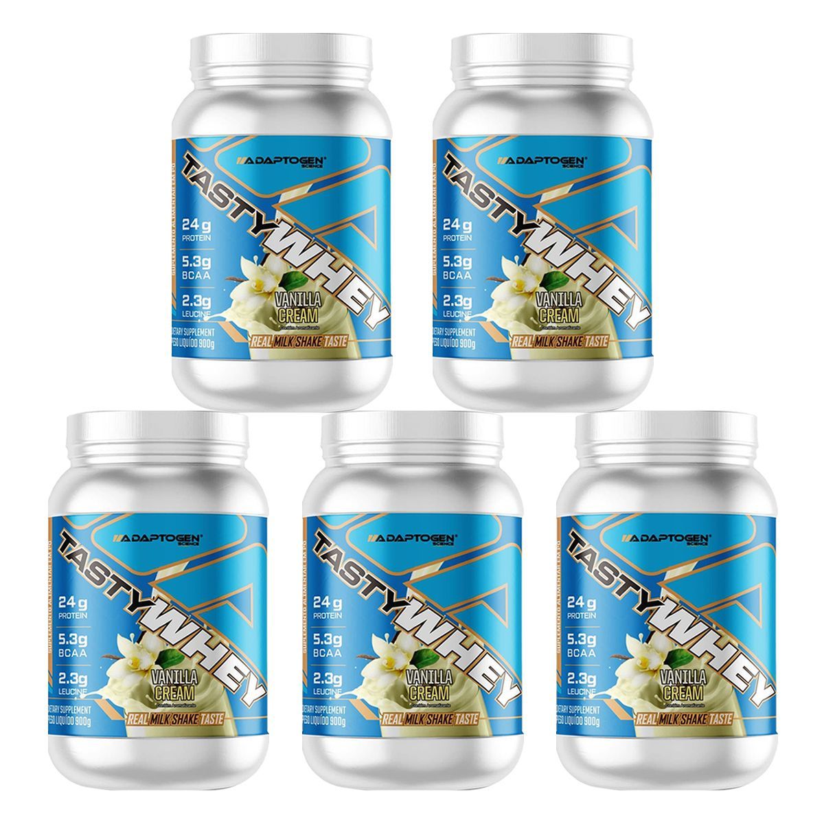Kit 5X Tasty Whey 3W - 900g Vanilla Cream - Adaptogen