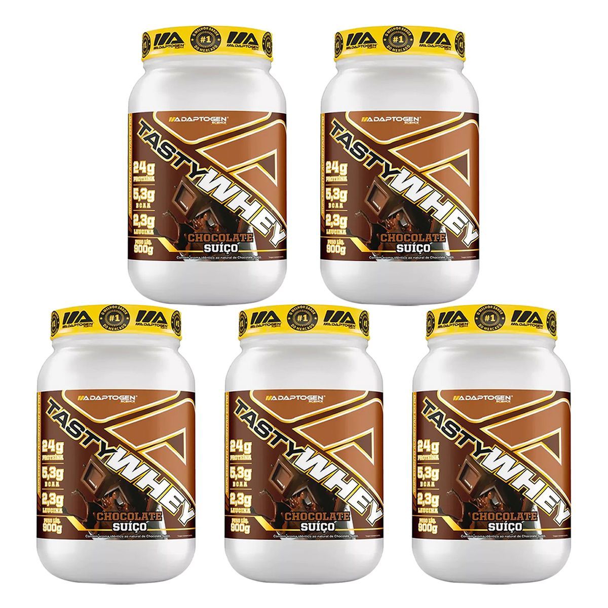 Kit 5X Tasty Whey - 900g Chocolate Su��o - Adaptogen