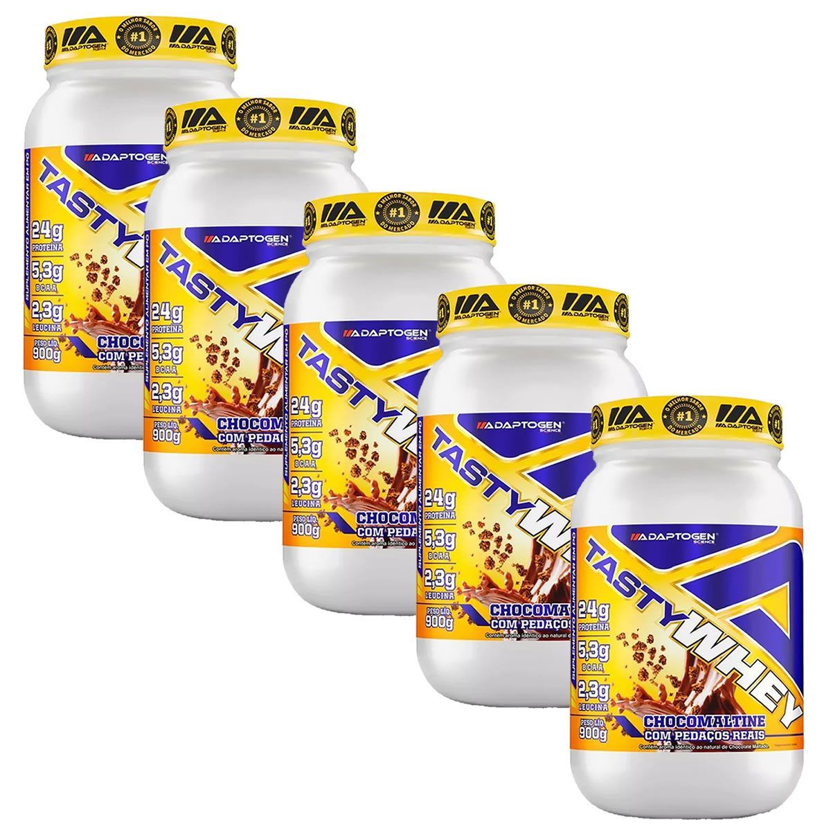 Kit 5X Tasty Whey - 900g Chocomaltine - Adaptogen