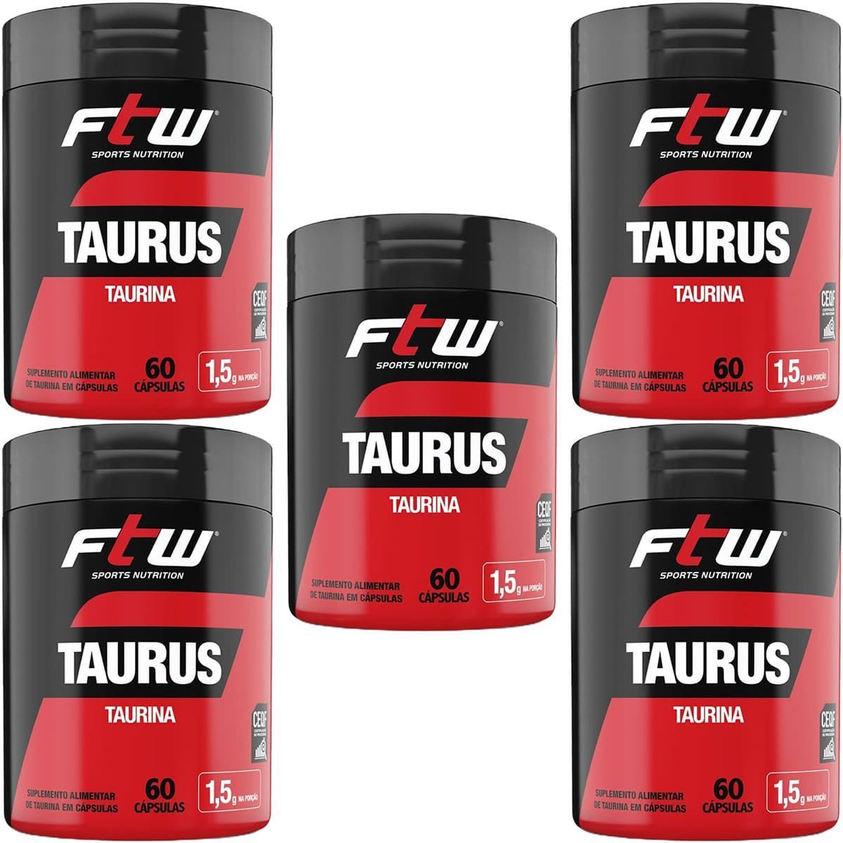 Kit 5X Taurus Taurina - 60 C�psulas - FTW
