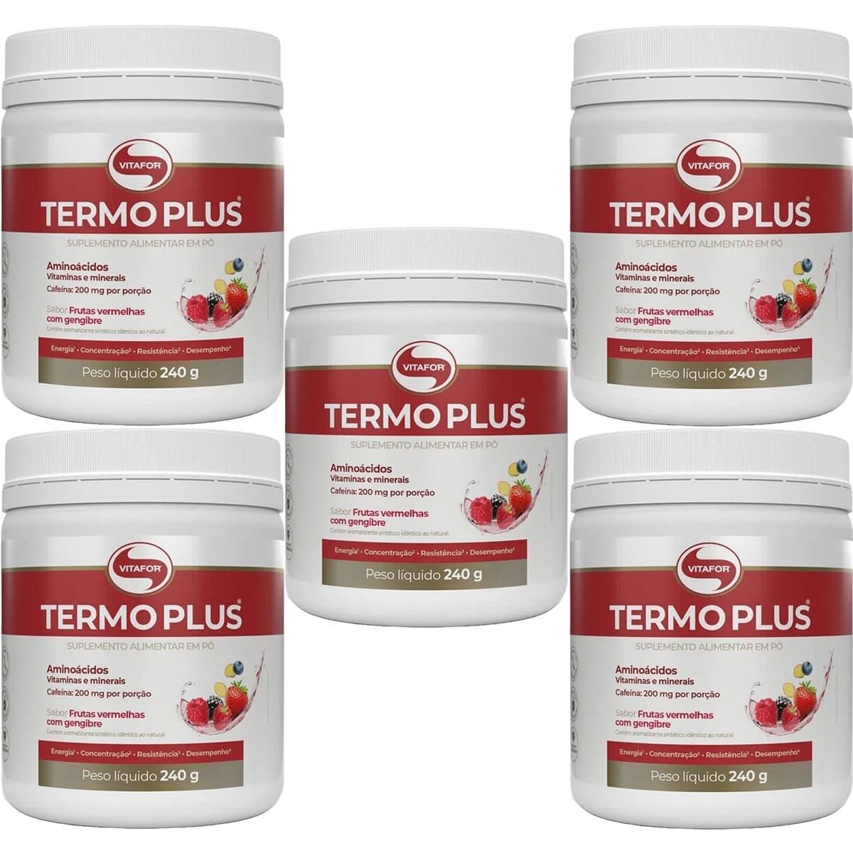Kit 5X Termo Plus - 240g Frutas Vermelhas com Gengibre - Vitafor