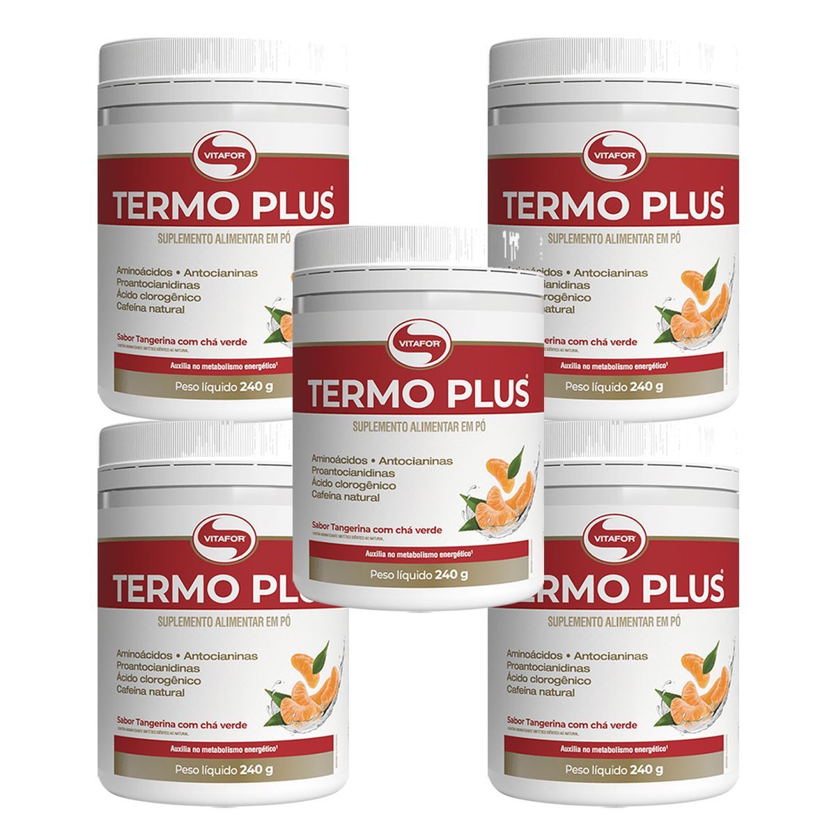 Kit 5X Termo Plus - 240g Tangerina Com Ch� Verde - Vitafor