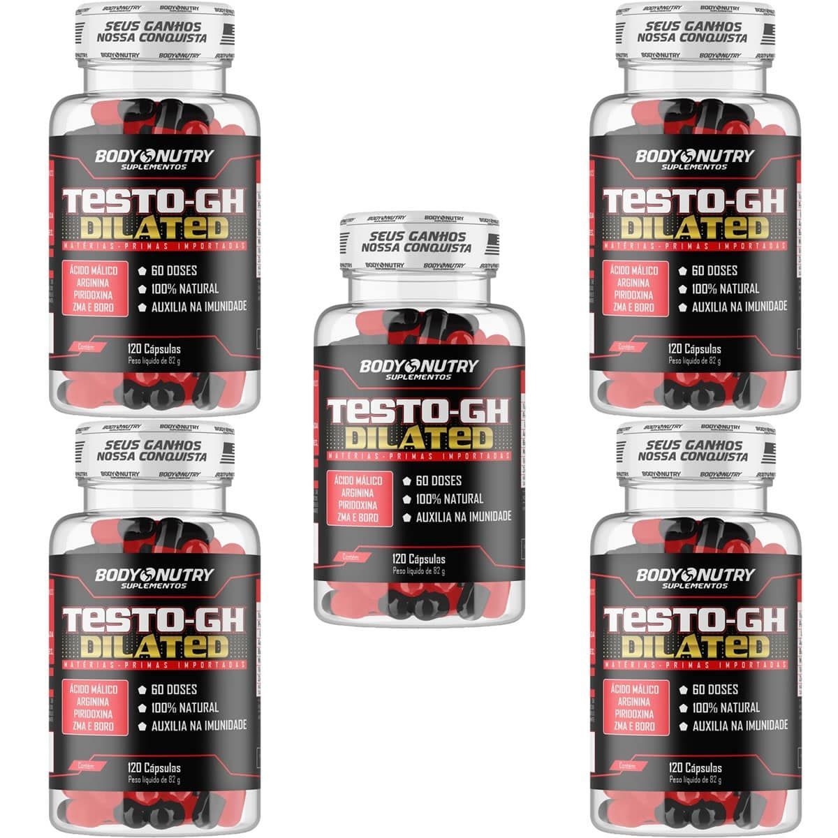 Kit 5X Testo-Gh Dilated - 120 C�psulas - BodyNutry