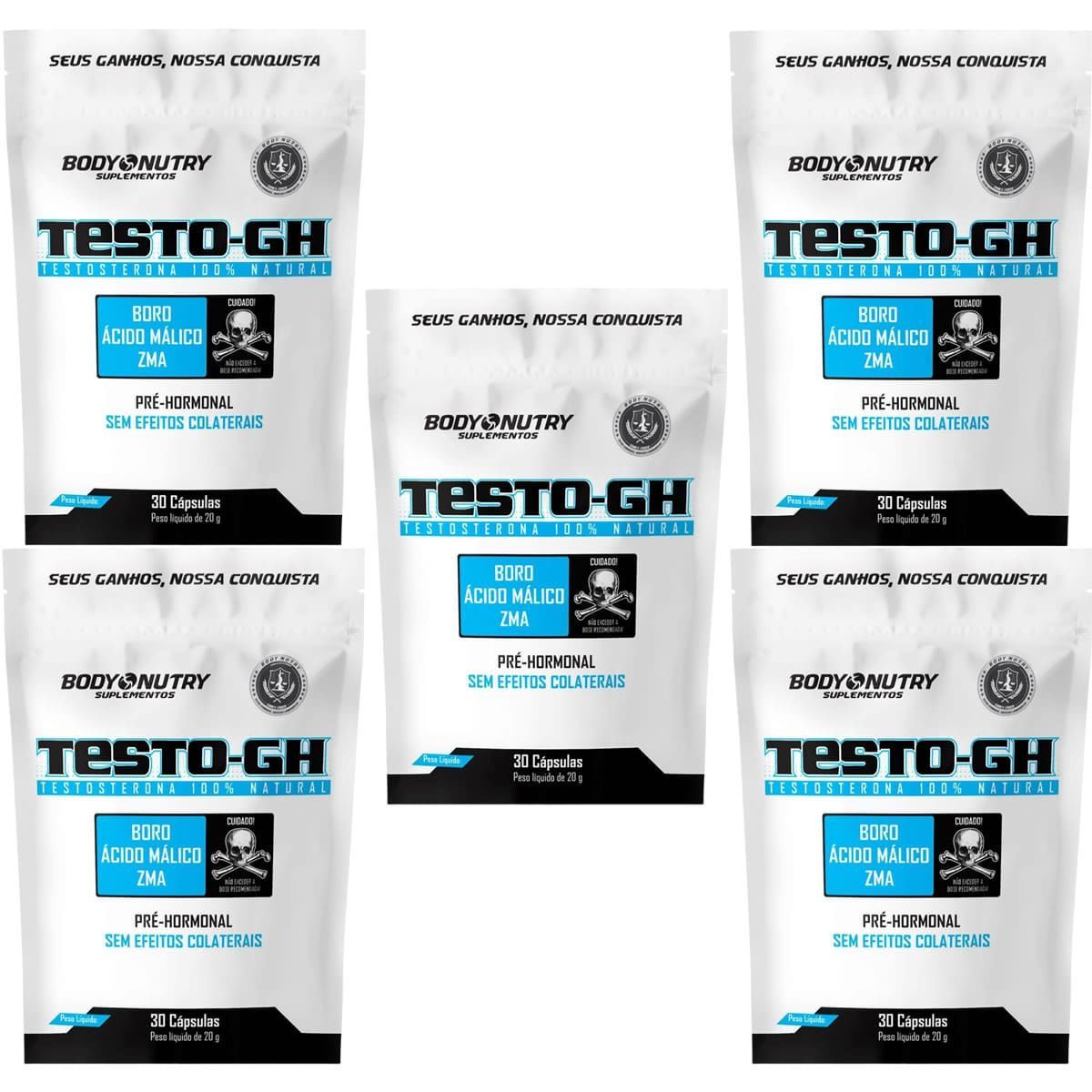 Kit 5X Testo GH - Refil 30 C�psulas - Body Nutry