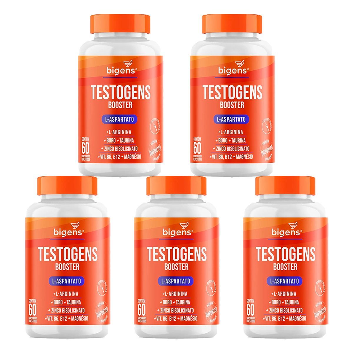 Kit 5X Testogens Booster - 60 Comprimidos - Bigens