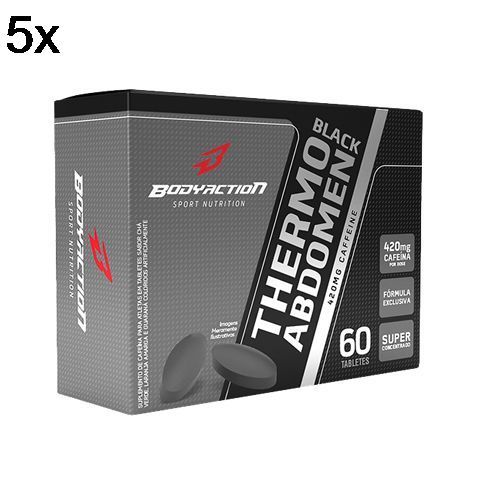 Kit 5X Thermo Abdomen Black - 60 Tabletes - BodyAction
