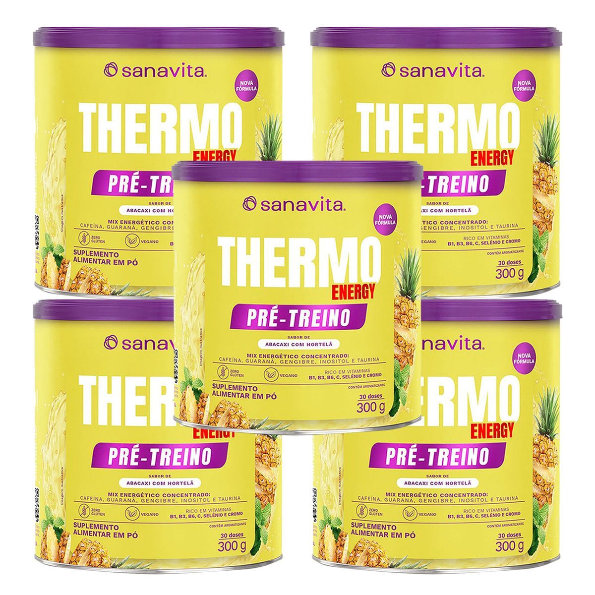 Kit 5X Thermo Energy - 300g Abacaxi e Hortel� - Sanavita