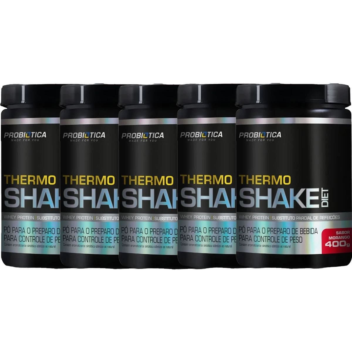 Kit 5X Thermo Shake Diet - 400g Morango - Probi�tica