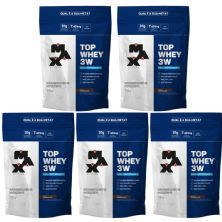 Kit 5X Top Whey 3W - 1800g Refil Chocolate - Max Titanium