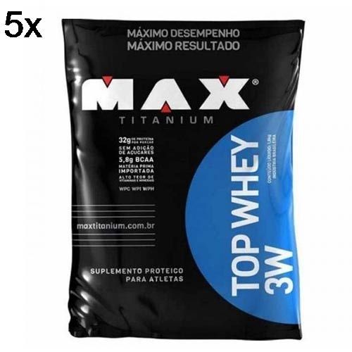 Kit 5X Top Whey 3W - 1800g Refil Vitamina de Frutas - Max Titanium