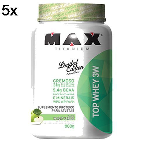 Kit 5X Top Whey 3W - 900g Ma�a Verde - Max Titanium