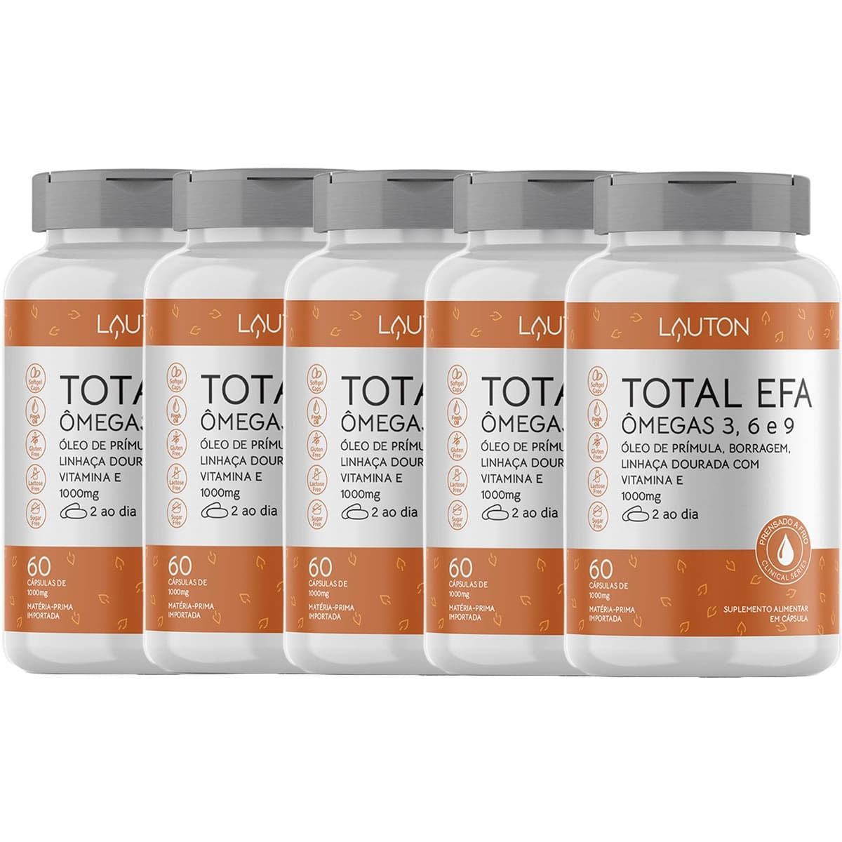 Kit 5X Total Efa �megas 3, 6 e 9  - 60 C�psulas - Lauton Nutrition
