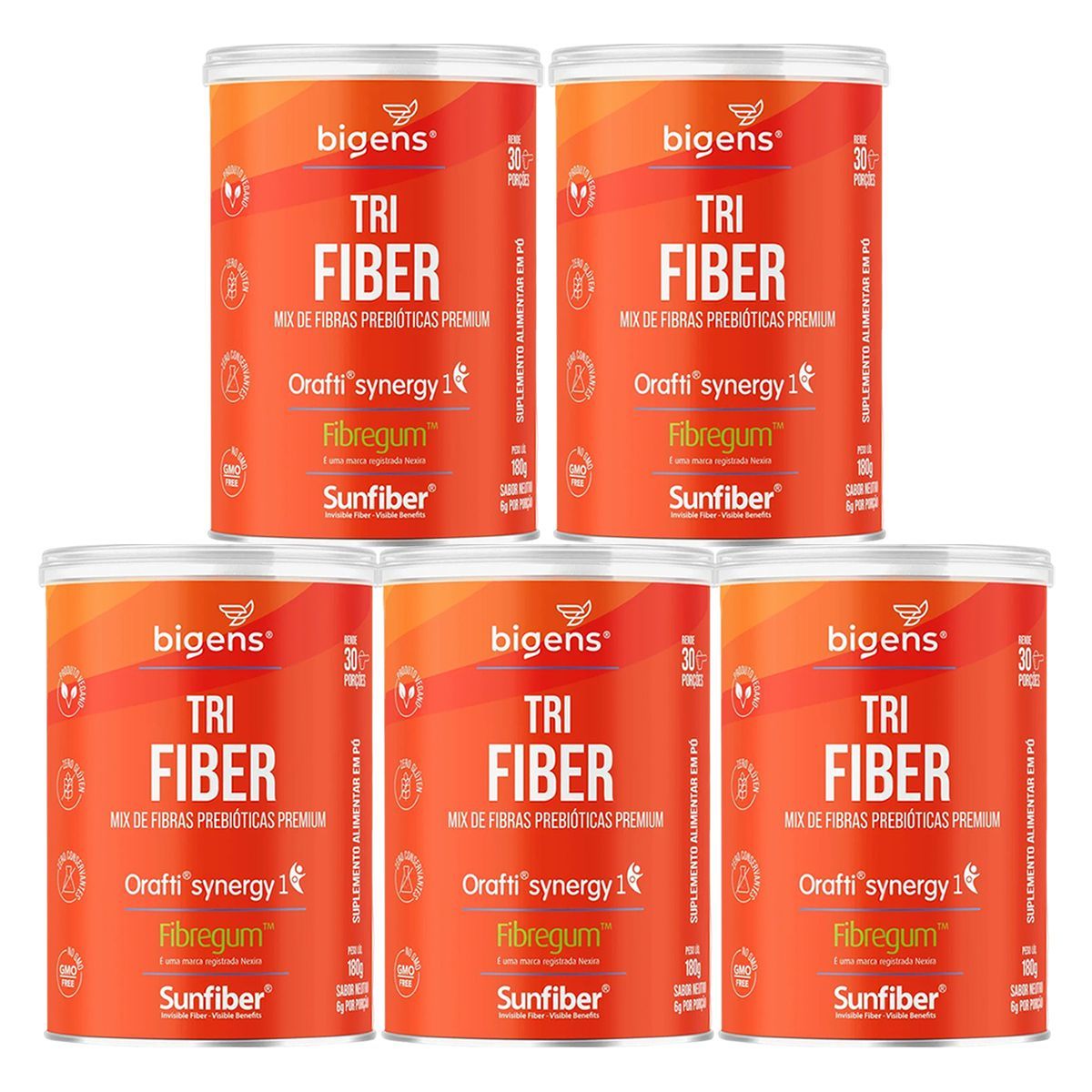 Kit 5X Tri Fiber Fibregum - 180g Neutro - Bigens