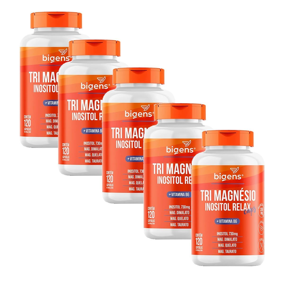 Kit 5X Tri Magn�sio Inositol - 120 C�psulas - Bigens