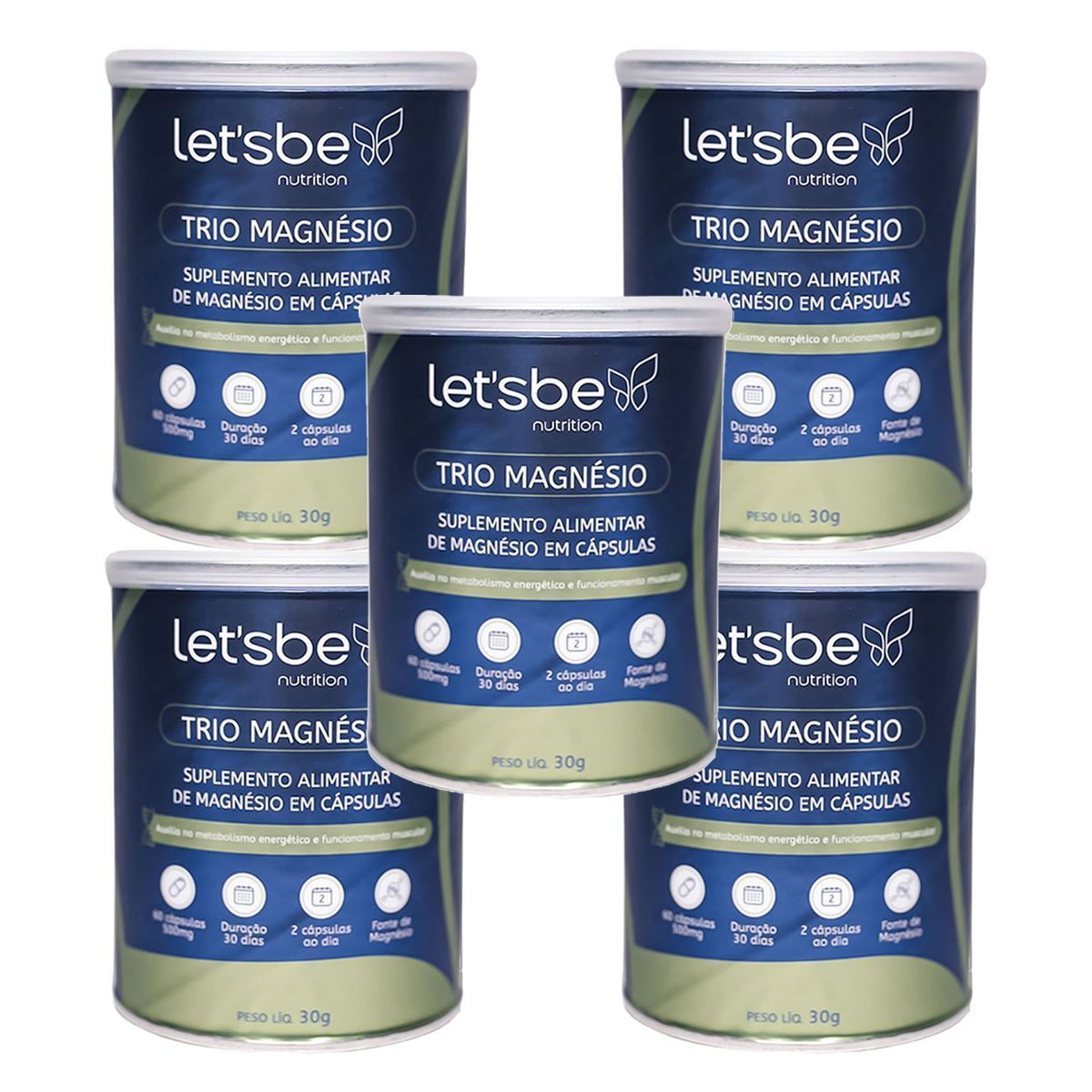 Kit 5X Trio Magn�sio - 60 C�psulas - LetsBe Nutrition