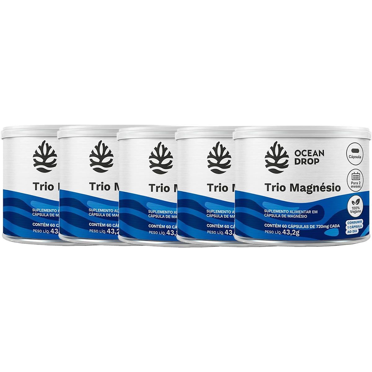 Kit 5X Trio Magnesio - 60 C�psulas - Ocean Drop