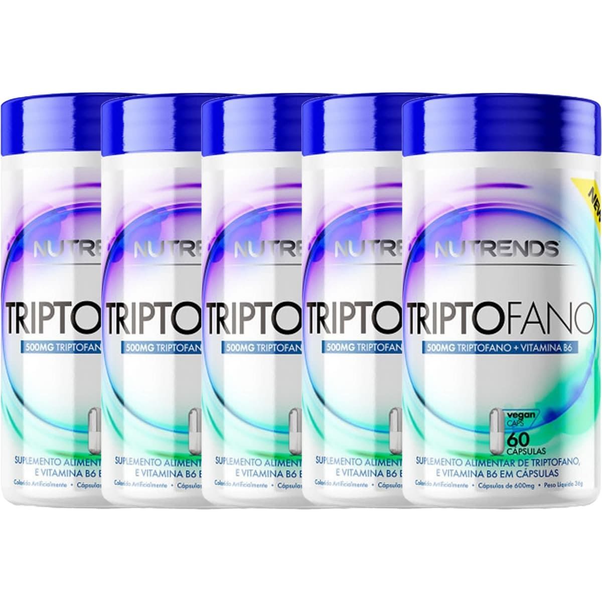 Kit 5X Triptofano Vegan + Vitamina B6 - 60 C�psulas - Nutrends