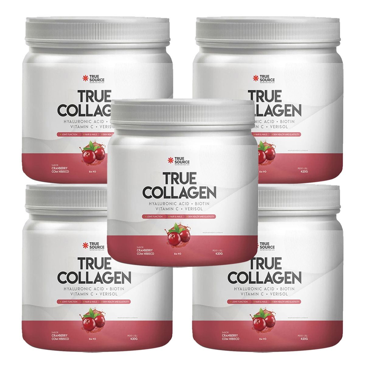 Kit 5X True Collagen - 420g Cranberry Hibisco - True Source