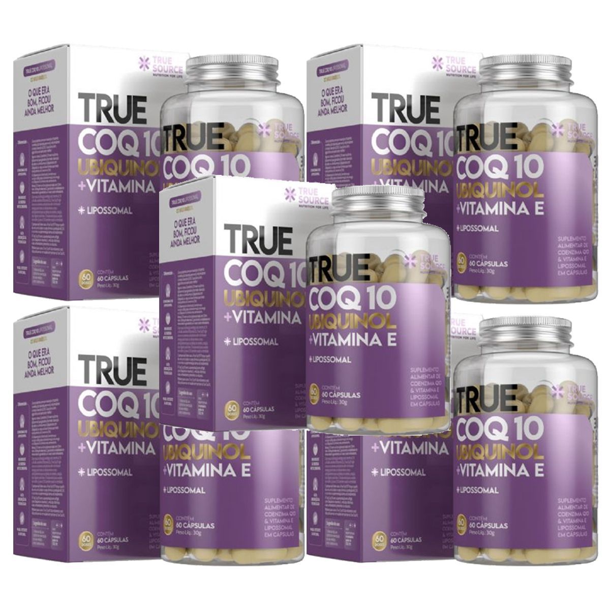 Kit 5X True Coq10 Ubiquinol Lipossomal - 60 C�psulas - True Source