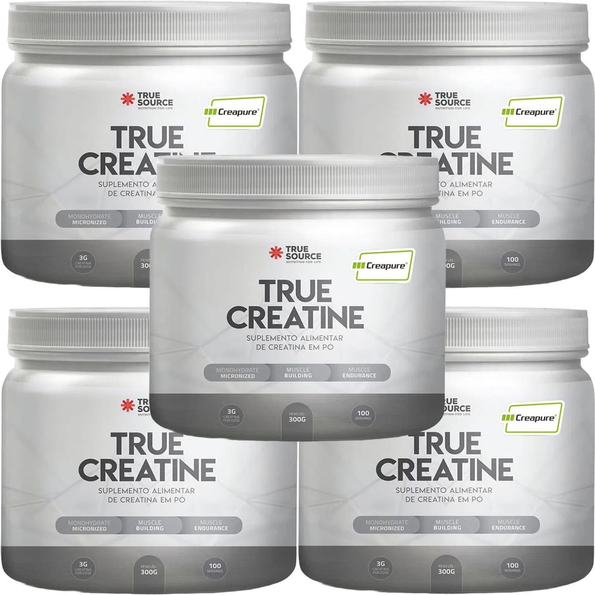 Kit 5X True Creatine Creapure - 300g Natural - True Source