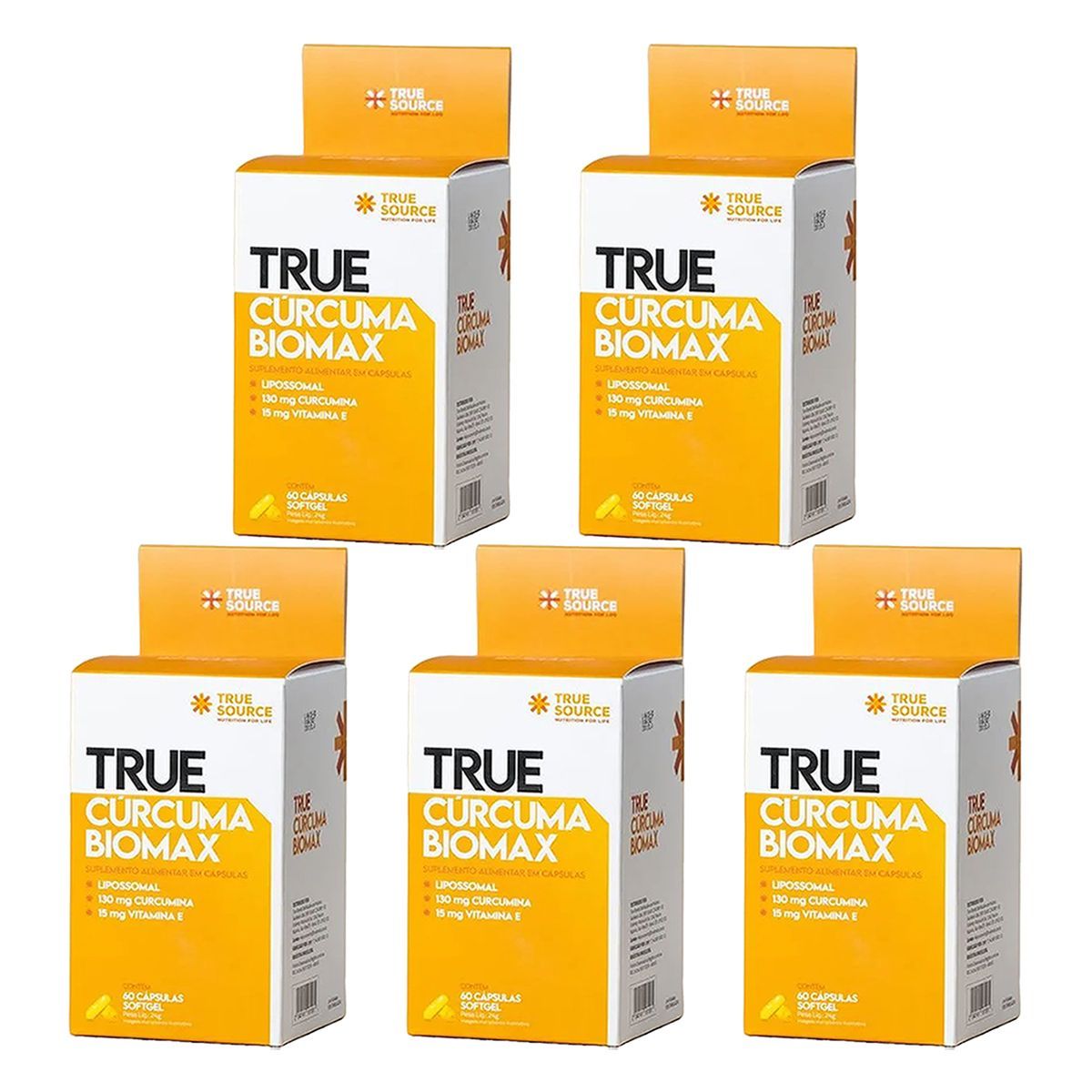 Kit 5X True C�rcuma Biomax - 60 C�psulas Softgel - True Source