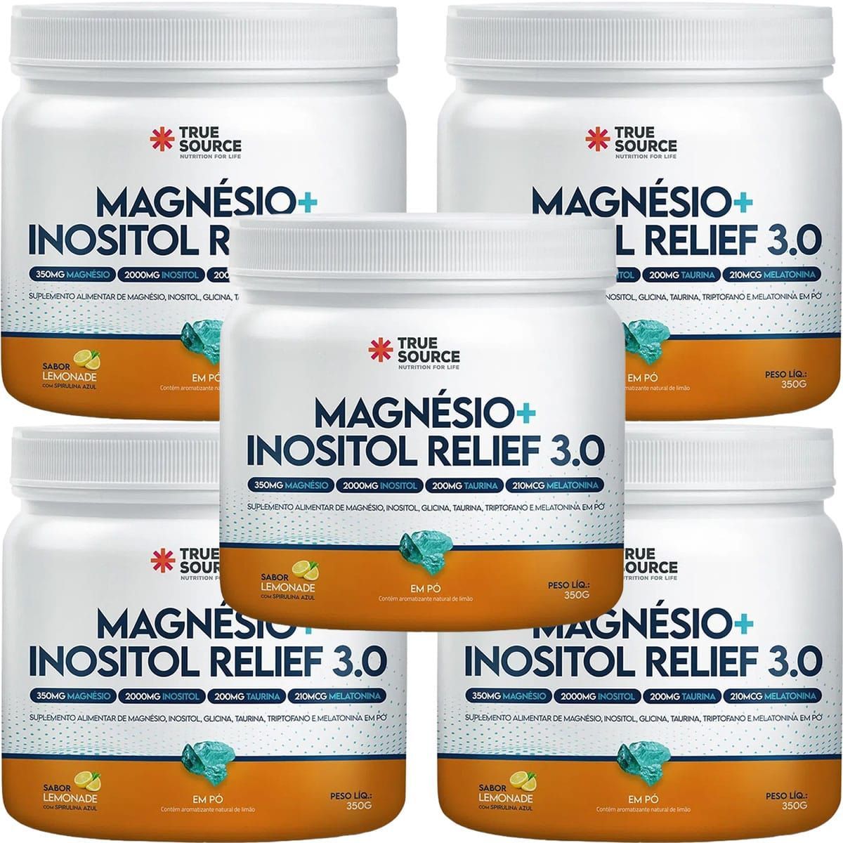 Kit 5X True Magn�sio + Inositol Relief 3.0 - 300g Lim�o - True Source