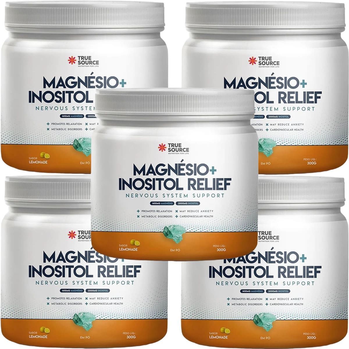 Kit 5X True Magn�sio + Inositol Relief - 300g Lim�o - True Source