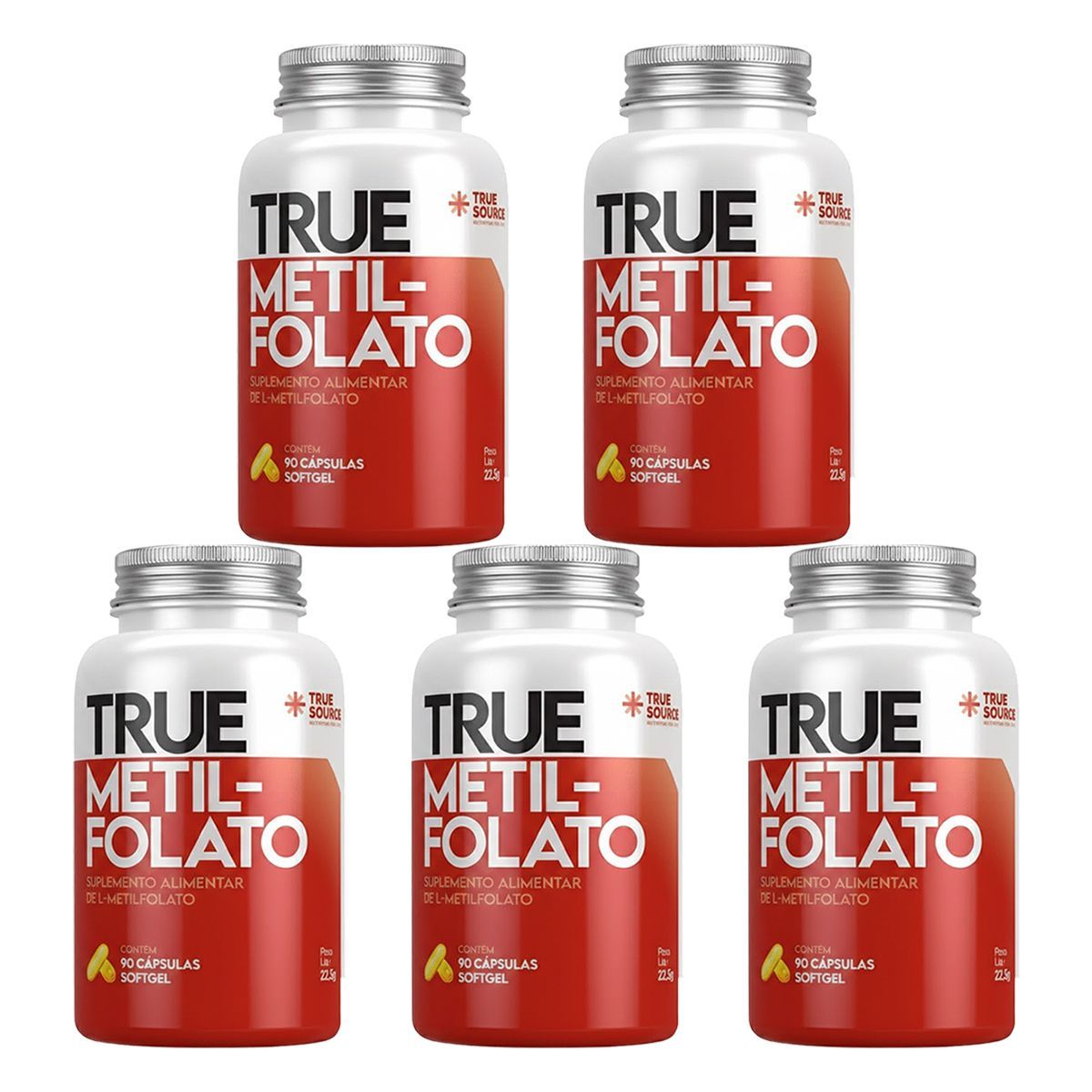 Kit 5X True Metilfolato - 90 C�psulas - True Source