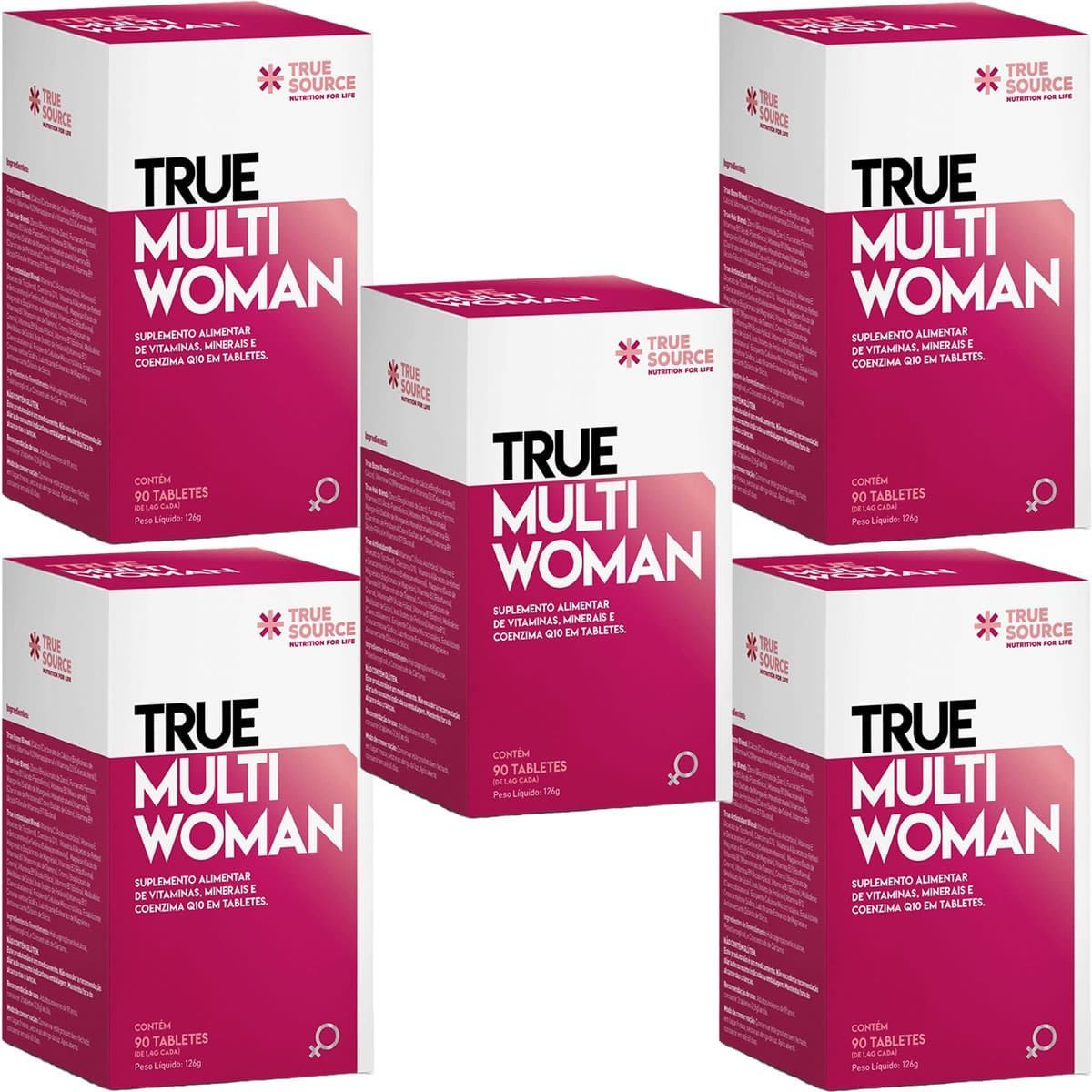 Kit 5X True Multi Woman Multivitam�nico - 90 Tabletes - true Source