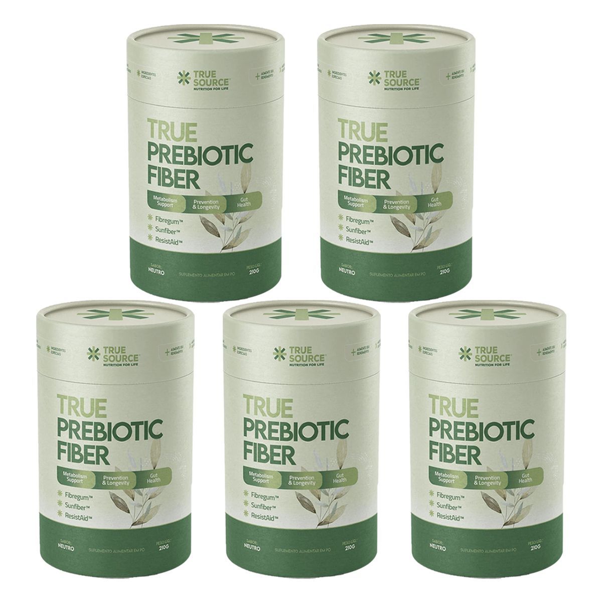Kit 5X True Prebiotic Fiber - 210g Neutro - True Source