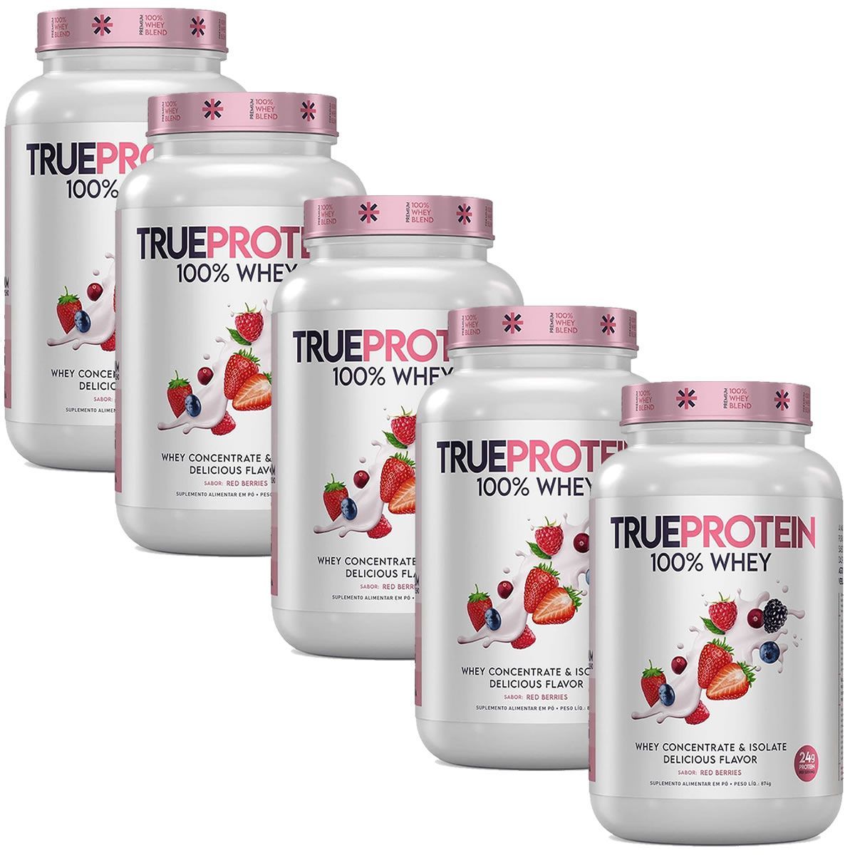 Kit 5X True Protein 100% Whey - 874g Red Berries - True Source