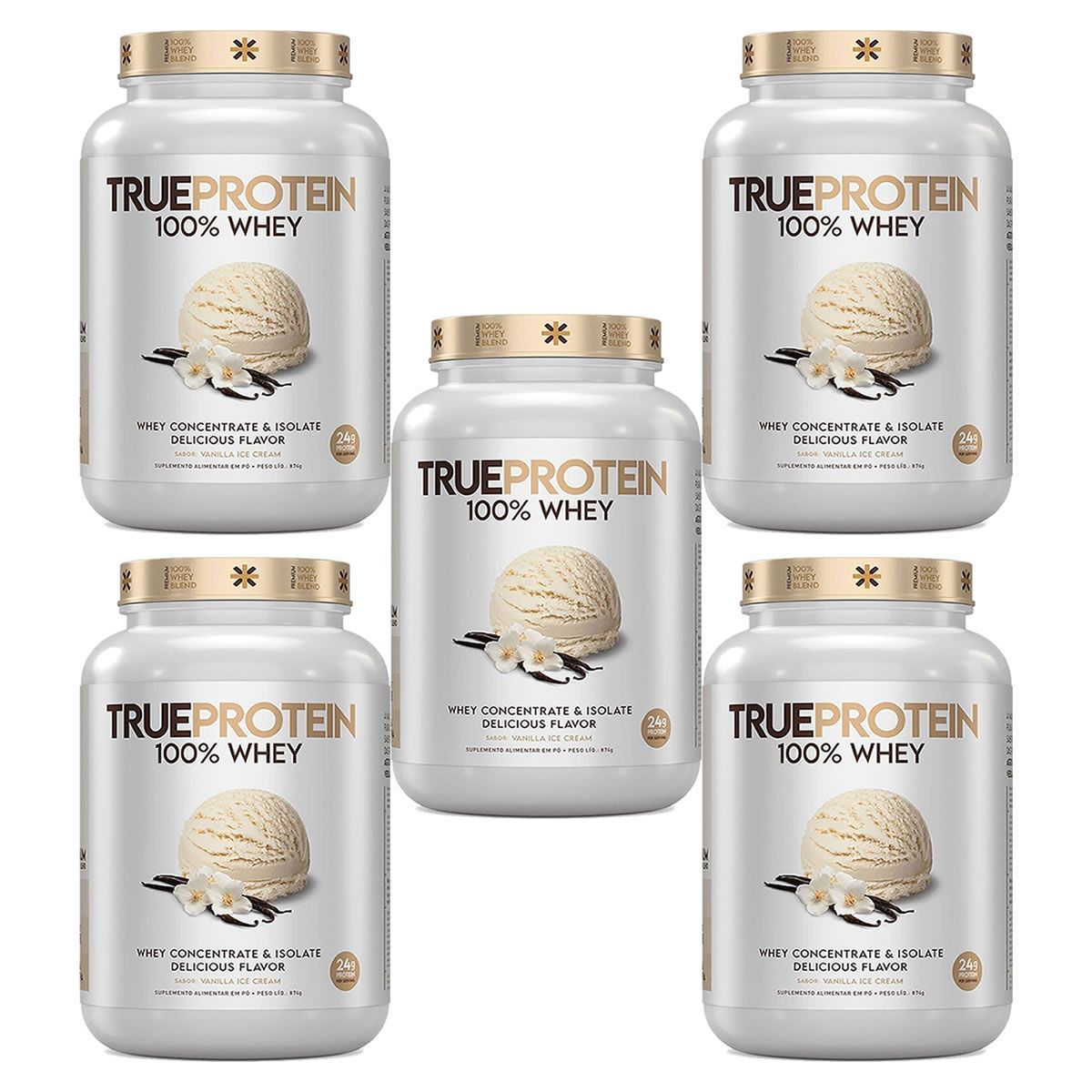 Kit 5X True Protein 100% Whey - 874g Vanilla Ice Cream - True Source
