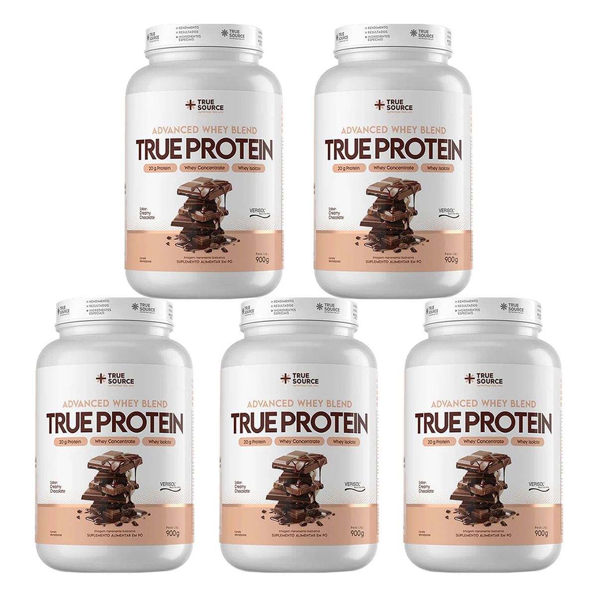 Kit 5X True Protein Advanced Whey - 900g Creamy Chocolate - True Source