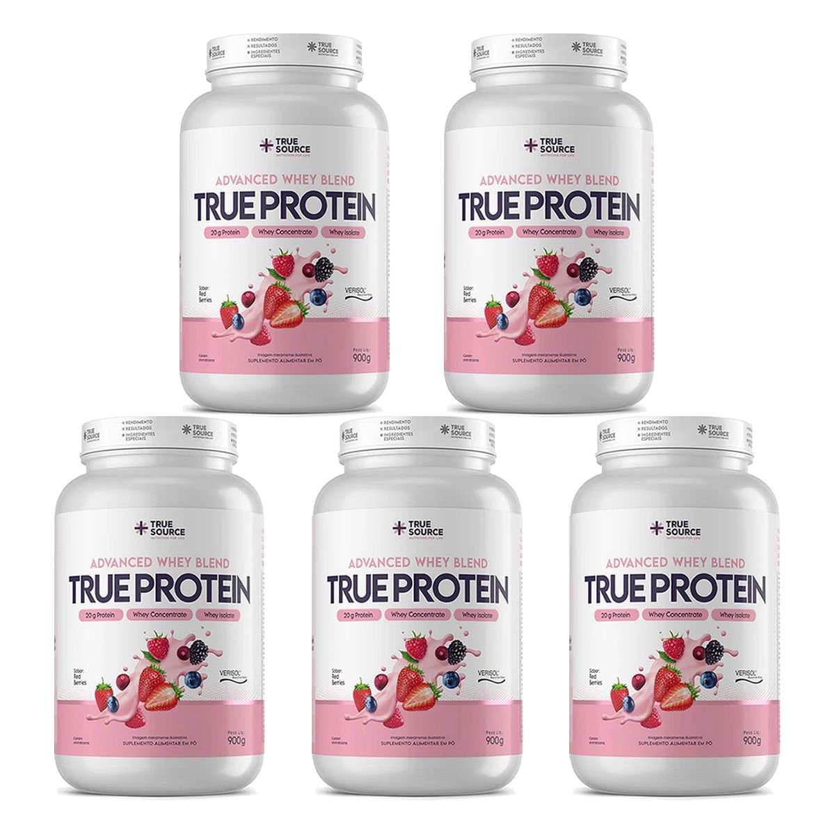 Kit 5X True Protein Advanced Whey - 900g Red Berries - True Source